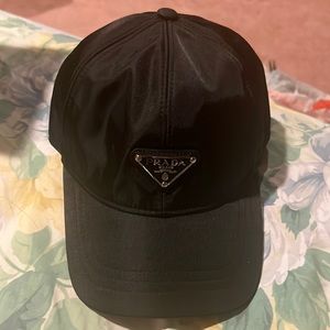 NWT Vintage PRADA Black Nylon Logo Cap. Box Missing. Adjustable